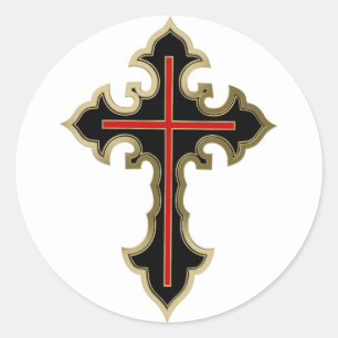 Golden Christian cross Classic Round Sticker