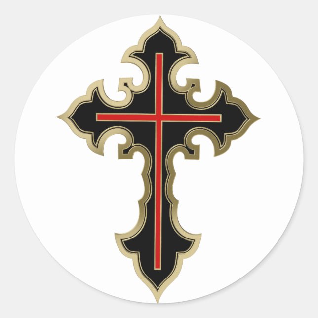 Golden Christian cross Classic Round Sticker (Front)