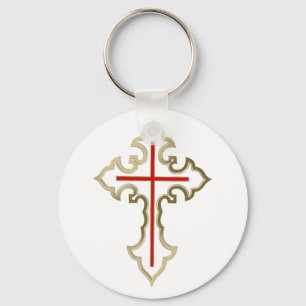 Golden Christian cross Key Ring