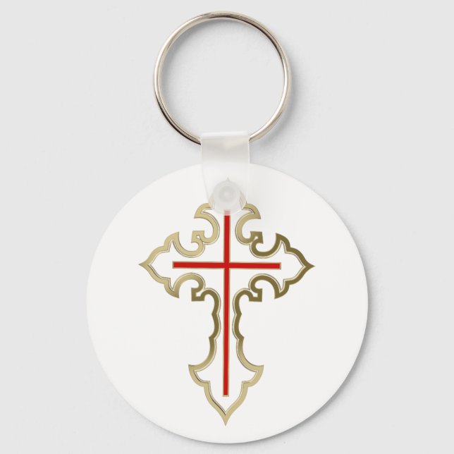 Golden Christian cross Key Ring (Front)