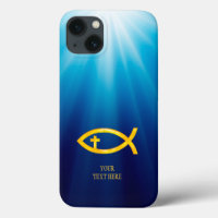 Golden Christian Fish with Cross