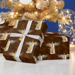 Golden Christmas Angels Wrapping Paper