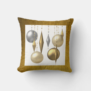 golden  christmas ball on white background cushion