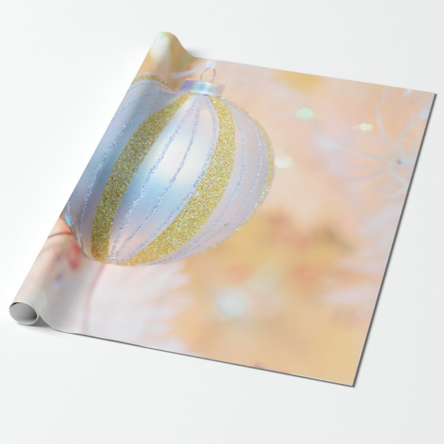 golden Christmas ball Wrapping Paper (Unrolled)