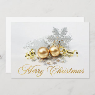 Golden Christmas Balls Ornament Corporate Greeting Holiday Card
