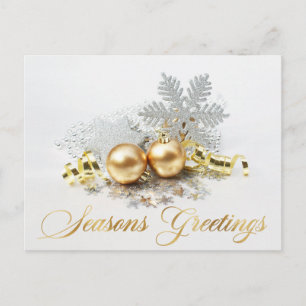 Golden Christmas Balls Ornament Corporate Greeting Postcard