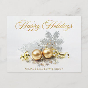 Golden Christmas Balls Ornament Corporate Greeting Postcard