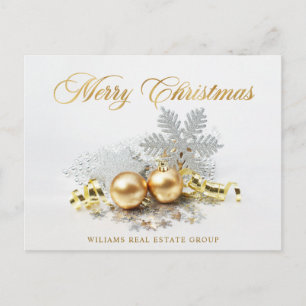 Golden Christmas Balls Ornament Corporate Greeting Postcard