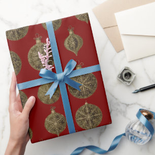 Golden Christmas balls Wrapping Paper