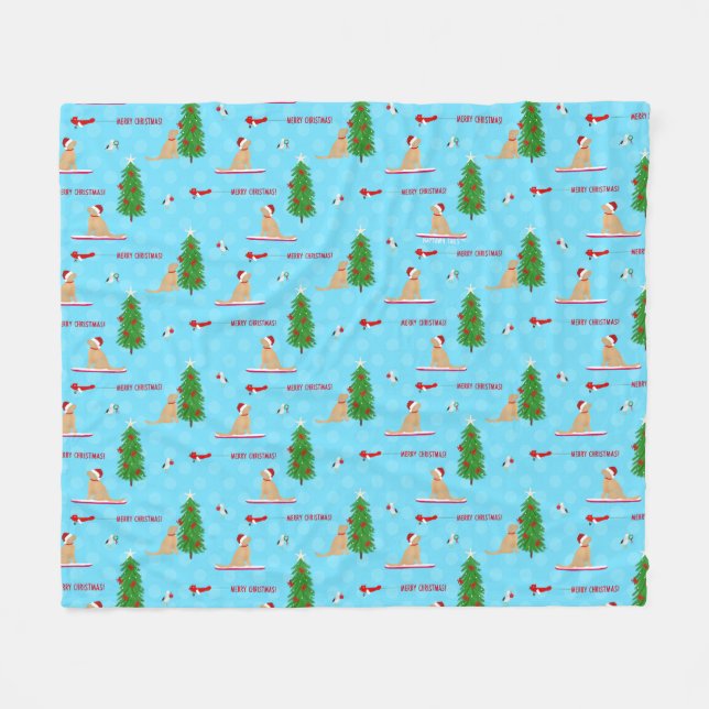 Golden Christmas Beach Day Fleece Blanket (Front (Horizontal))