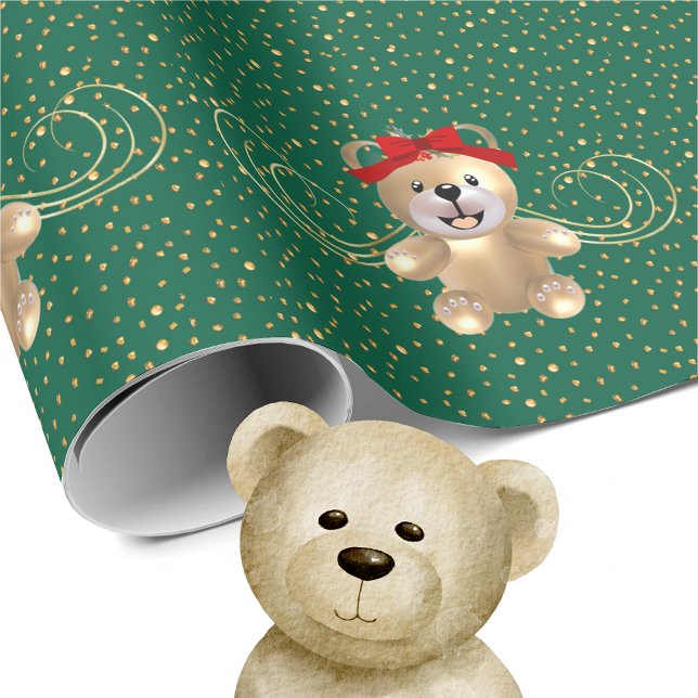 Golden Christmas Bear Wrapping Paper (Creator Uploaded)