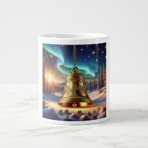 Golden Christmas Bell In A Snowy Winter Scene