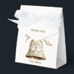 Golden Christmas Bell Shiny Stars Green Leaves Favour Box<br><div class="desc">Golden Christmas Bell Shiny Stars Green Leaves Favour Boxes. Unique,  beautiful,  stylish design. Easy to be personalised. Font style,  size and colours can be changed. Matching items available.</div>