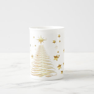 Golden Christmas Bone China Mug