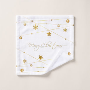 Golden Christmas Calligraphy Wash Cloth