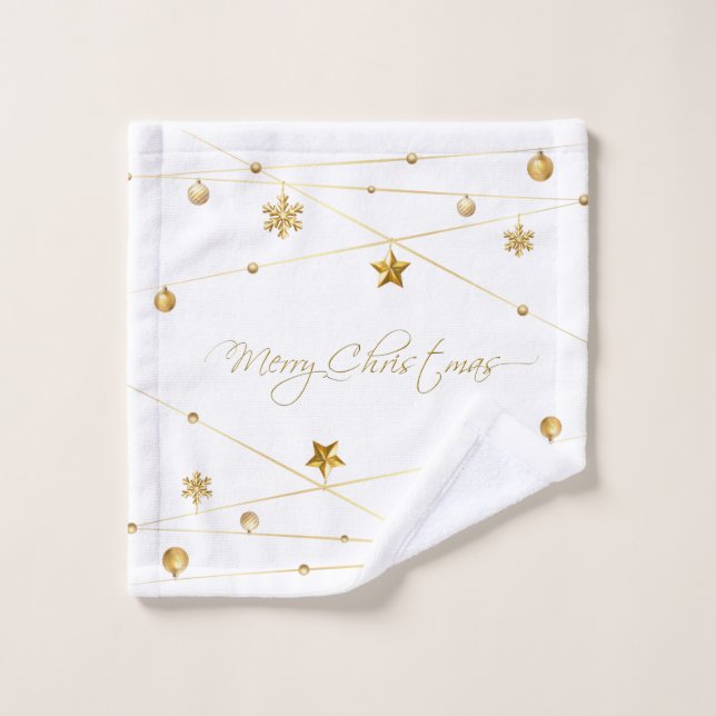 Golden Christmas Calligraphy Wash Cloth (Wash Cloth)