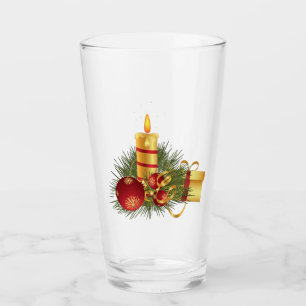 Golden Christmas Candle Glass