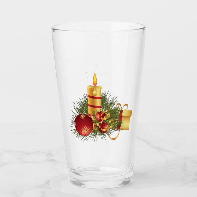 Golden Christmas Candle Glass (Front)