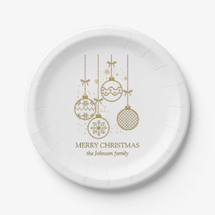 Golden Christmas Decoration Balls Paper Plate