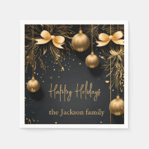 Golden Christmas Elegance - Customisable Napkins