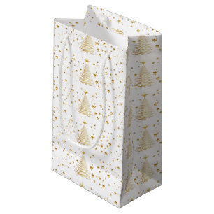 Golden Christmas Gift Bag - Small, Glossy