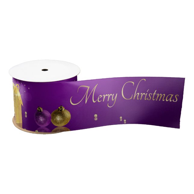 Golden Christmas Gift Box Satin Ribbon (Spool)