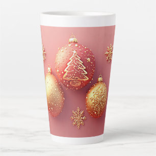 Golden Christmas Glow ❄️ Ornaments & Snowflakes Latte Mug