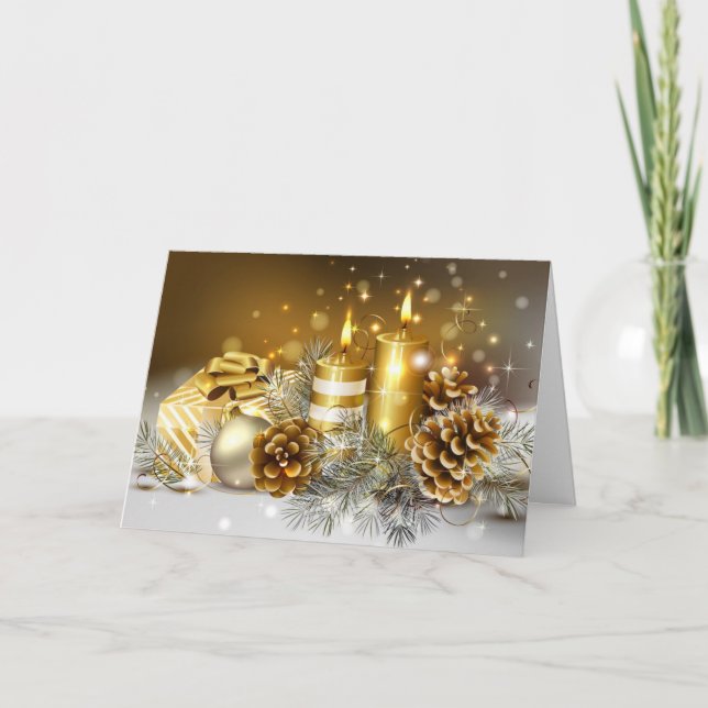 Golden Christmas Holiday Card (Front)