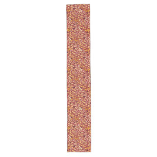 Golden Christmas Holly with berries on red pattern Long Table Runner