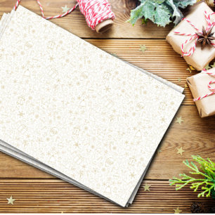 Golden Christmas Icons Wrapping Tissue Paper 