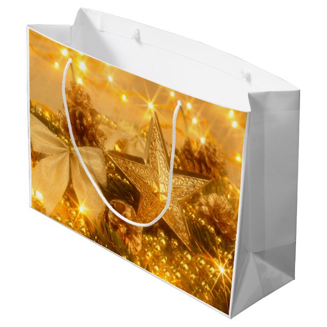 Golden Christmas Large Gift Bag (Back Angled)
