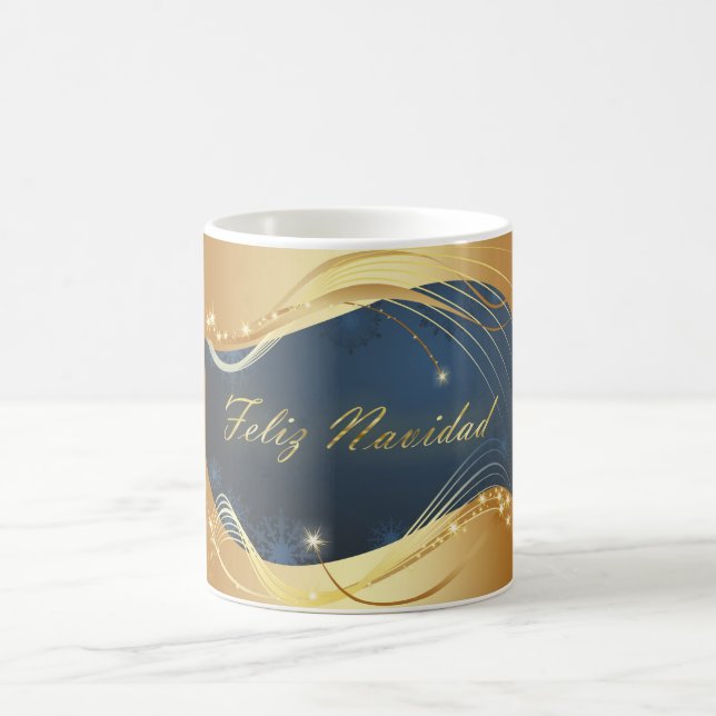 Golden Christmas motive with blue background... Coffee Mug (Center)
