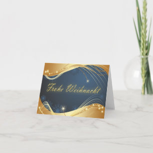 Golden Christmas motive with blue background... Ho Holiday Card