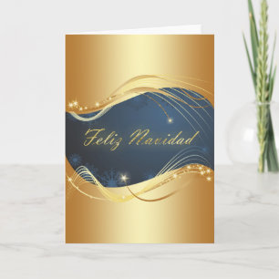 Golden Christmas motive with blue background... Holiday Card
