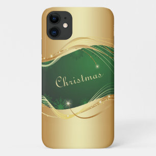 Golden Christmas motive with green background... Case-Mate iPhone Case