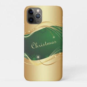 Golden Christmas motive with green background... Case-Mate iPhone Case
