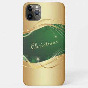 Golden Christmas motive with green background... Case-Mate iPhone Case