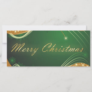 Golden Christmas motive with green background Holiday Card