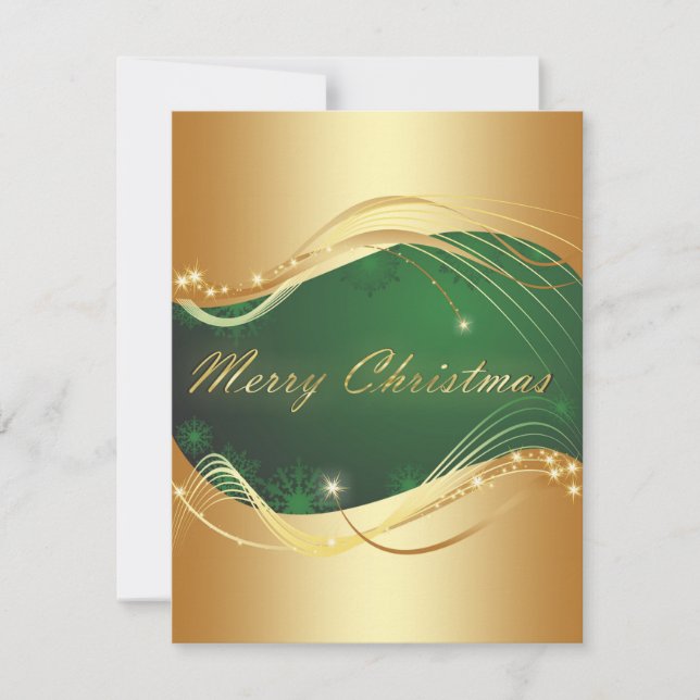 Golden Christmas motive with green background Invitation (Front)