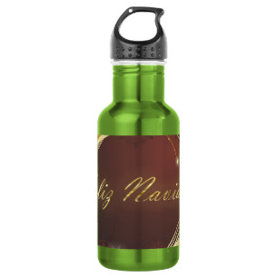 Golden Christmas motive with red background... 532 Ml Water Bottle