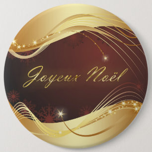 Golden Christmas motive with red background... 6 Cm Round Badge