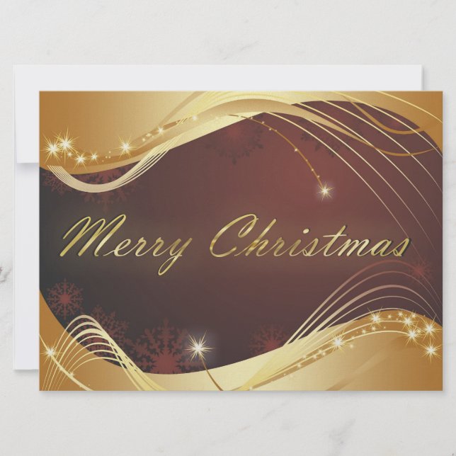 Golden Christmas motive with red background Holiday Card (Front)