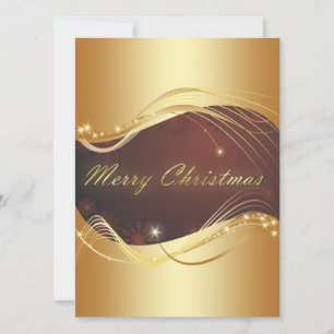 Golden Christmas motive with red background Holiday Card
