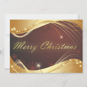 Golden Christmas motive with red background Holiday Card