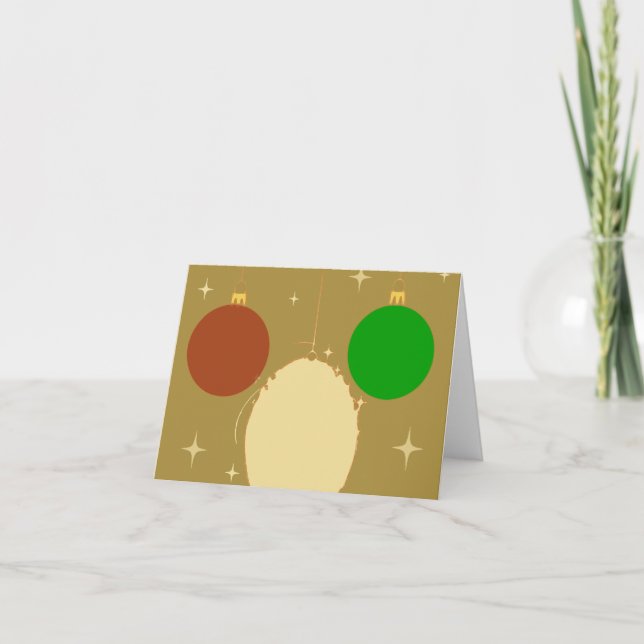 Golden Christmas Ornaments Chic Christmas Cards (Front)