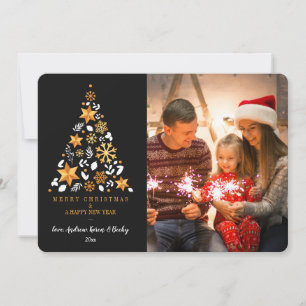 Golden Christmas Photo Holiday Card