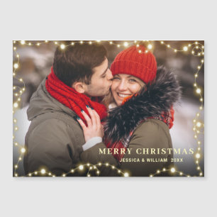Golden Christmas PHOTO Holiday Magnetic Card