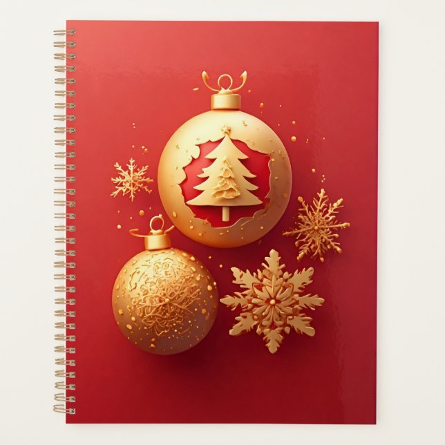 🎁Golden Christmas Red Ornament Planner ✨ (Front)