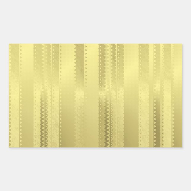Golden Christmas Ribbon Stripes on Foil Paper Rectangular Sticker (Front)