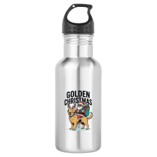Golden Christmas Santa Riding Retriever Shirt Desi 532 Ml Water Bottle